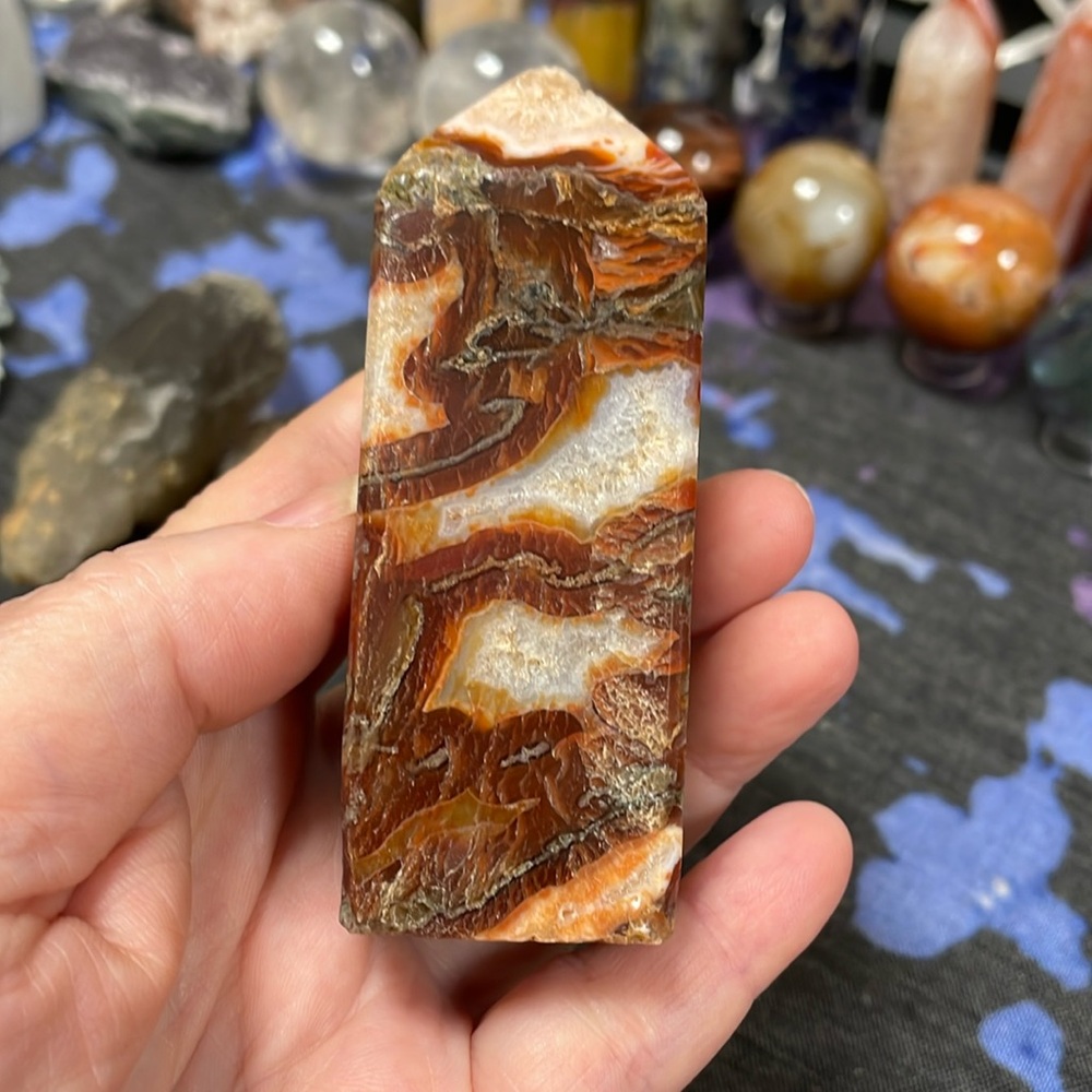 Red Moss Agate Tower